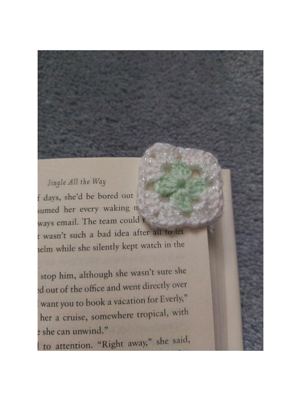 Mint Green & White Handmade Crochet Granny Square Pocket Bookmark/Corner Marker